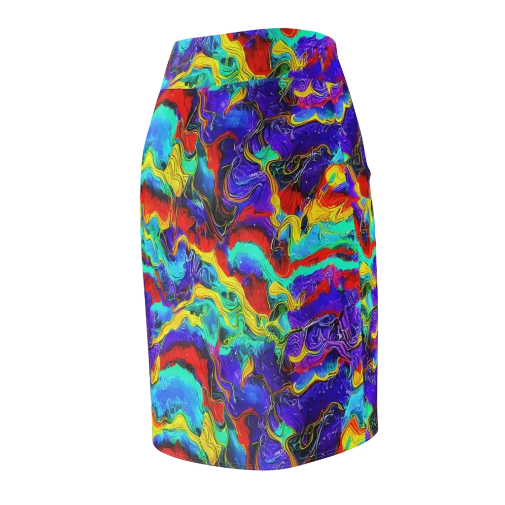 Rainbow Riptide on Pencil Skirt — Back Side