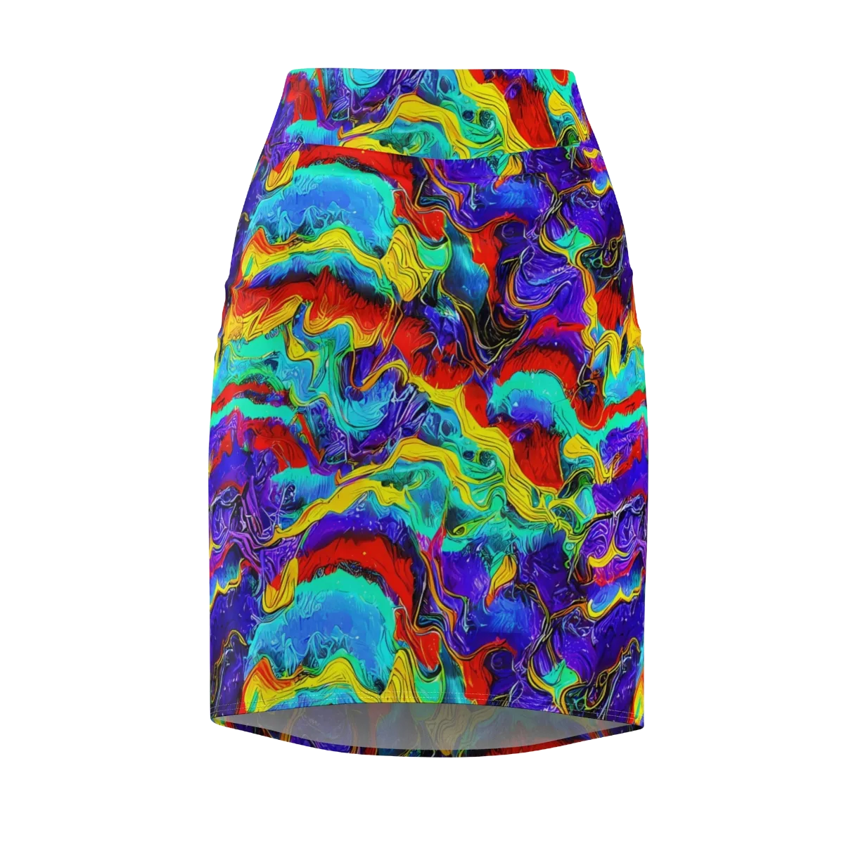 Rainbow Riptide on Pencil Skirt — Front