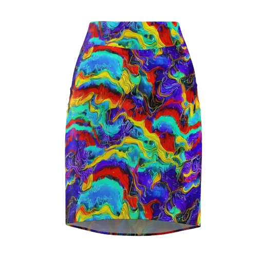Rainbow Riptide on a Pencil Skirt