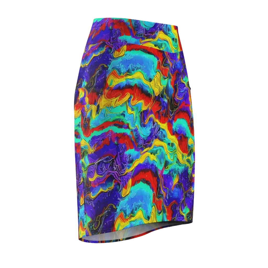 Rainbow Riptide on Pencil Skirt — Front Side