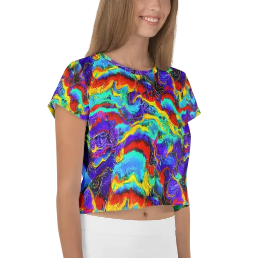 Rainbow Riptide on a Crop Tee