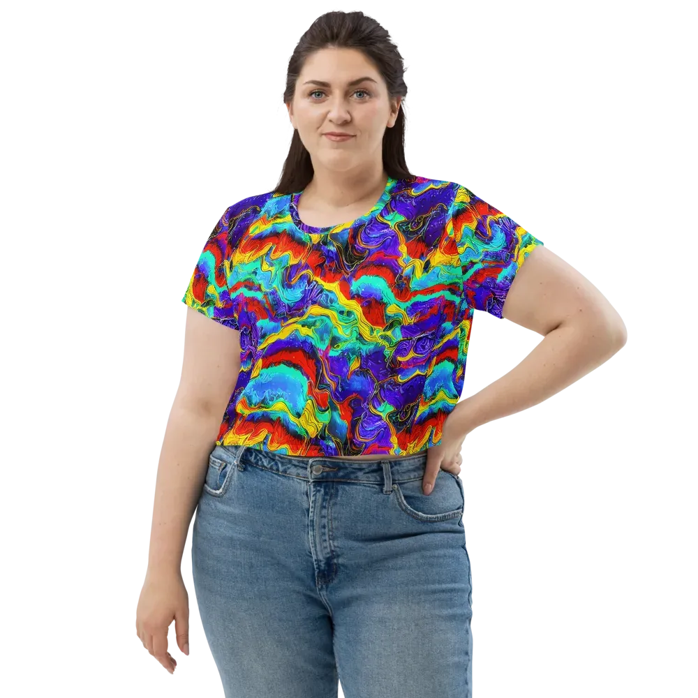 Rainbow Riptide on Crop Tee — Front