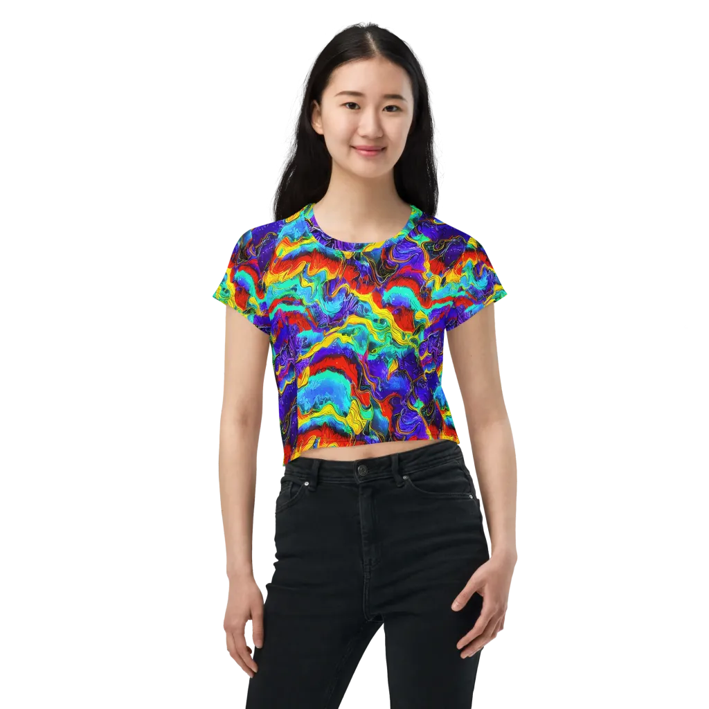 Rainbow Riptide on Crop Tee — Front