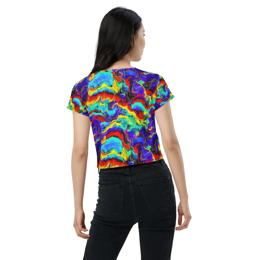Rainbow Riptide on Crop Tee — Back