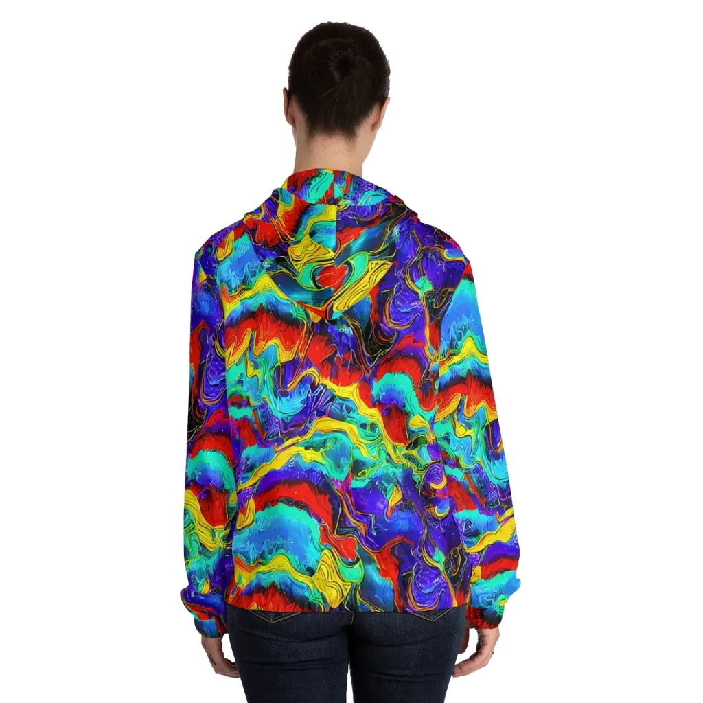 Rainbow Riptide on Women's Full-Zip Hoodie — Back On Person