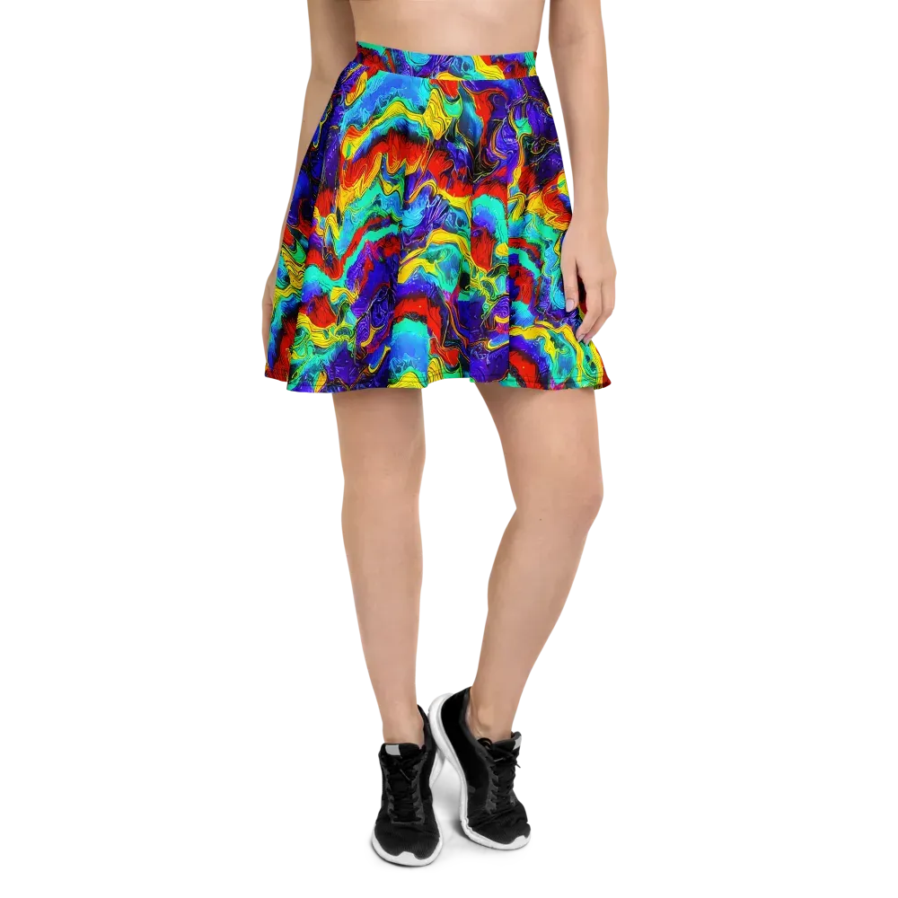 Rainbow Riptide on Skater Skirt — Front