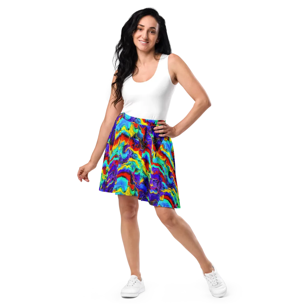 Rainbow Riptide on Skater Skirt — Front