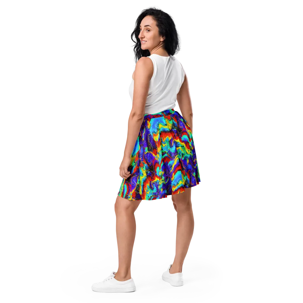 Rainbow Riptide on Skater Skirt — Back