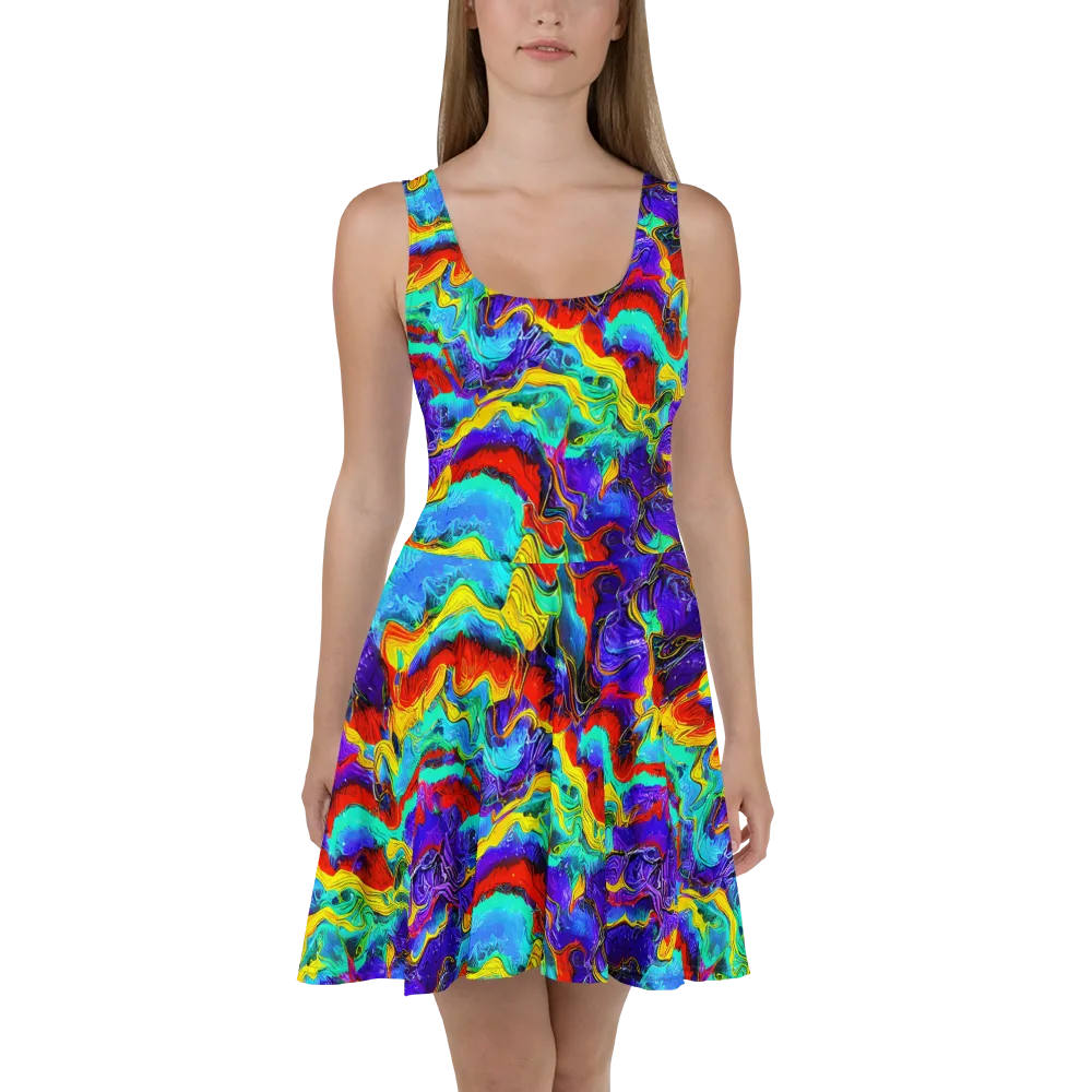 Rainbow Riptide on Skater Dress — Front