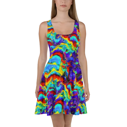 Rainbow Riptide on a Skater Dress