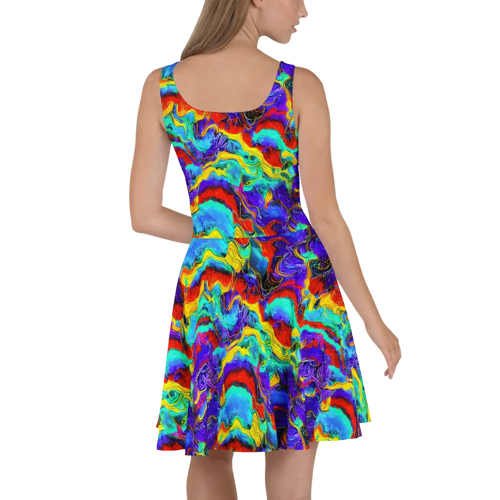 Rainbow Riptide on Skater Dress — Back