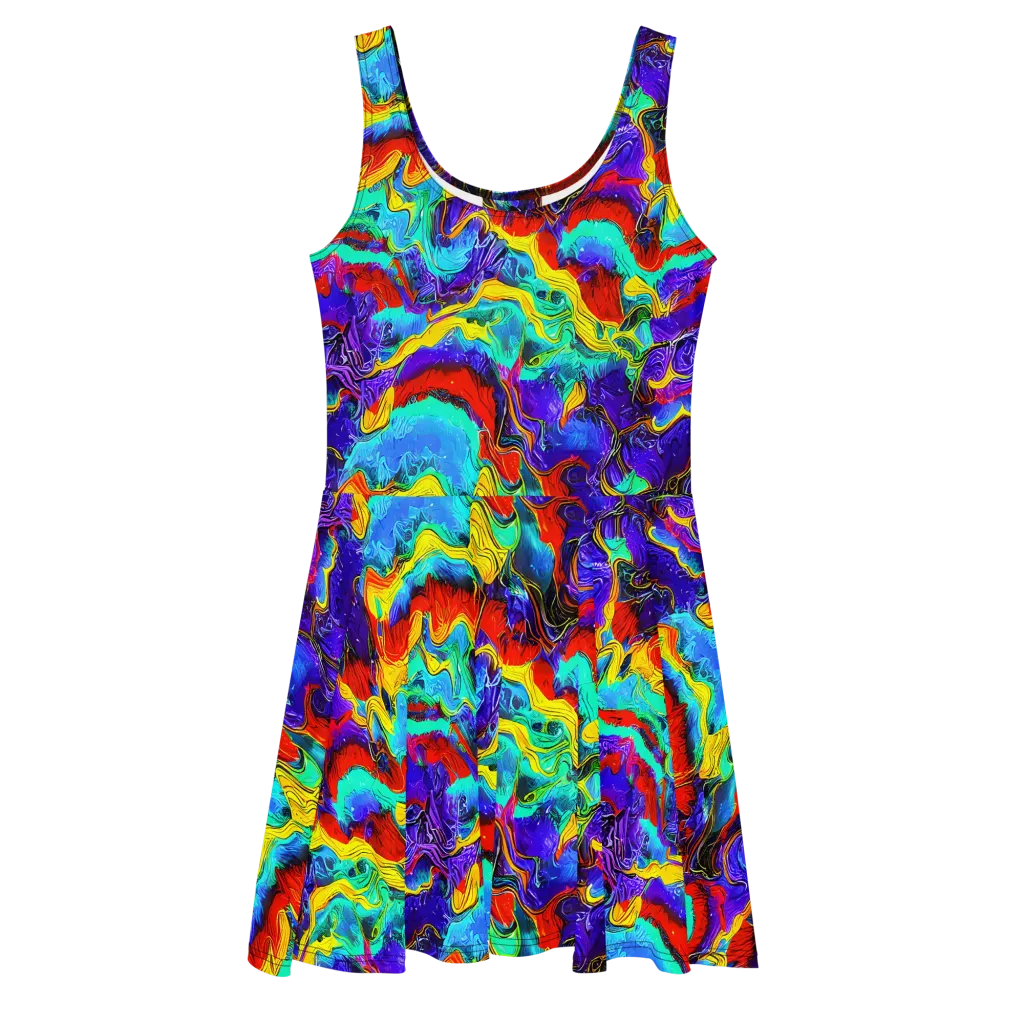 Rainbow Riptide on Skater Dress — Front