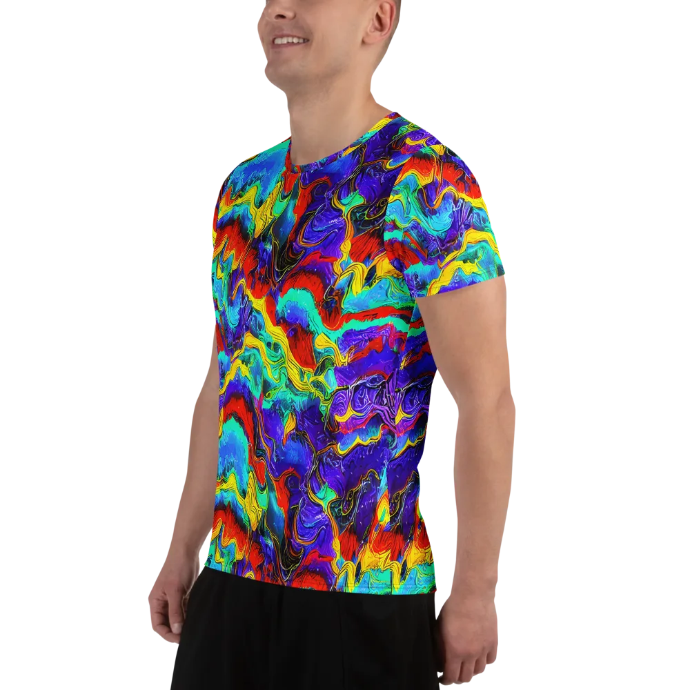 Rainbow Riptide on Men's Athletic T-Shirt — Left