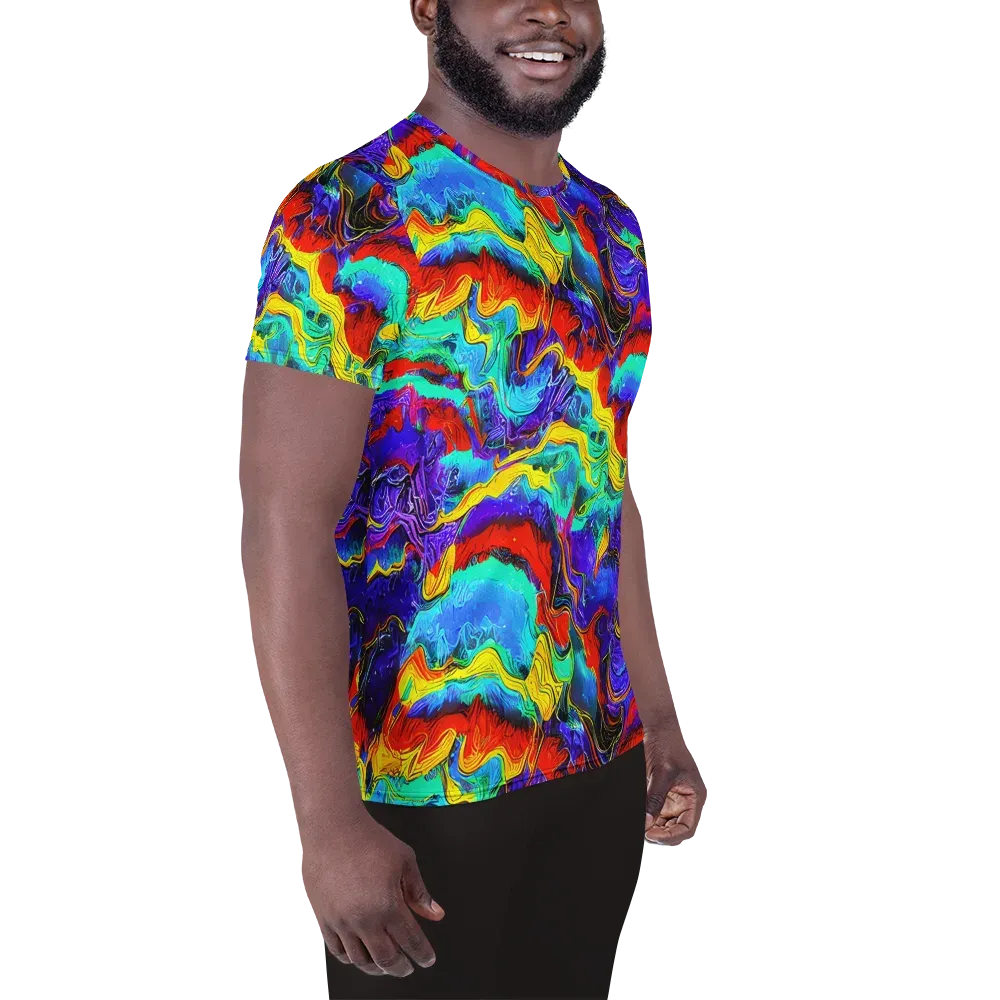 Rainbow Riptide on Men's Athletic T-Shirt — Right