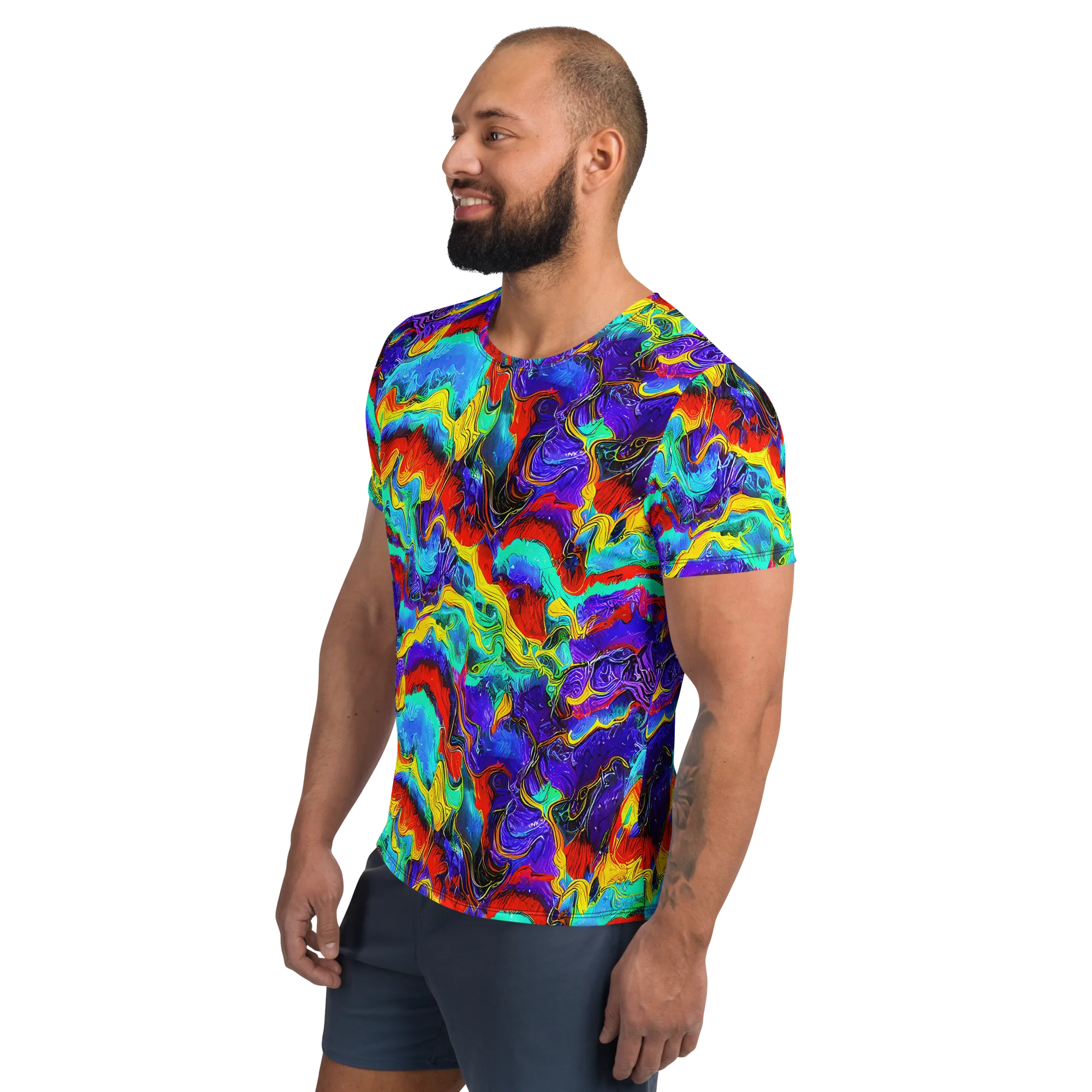 Rainbow Riptide on Men's Athletic T-Shirt — Left