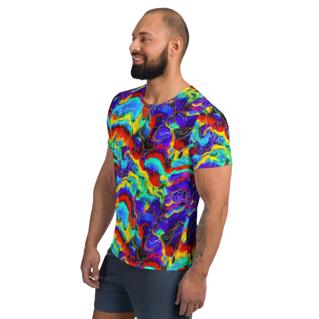 Rainbow Riptide on Men's Athletic T-Shirt — Left