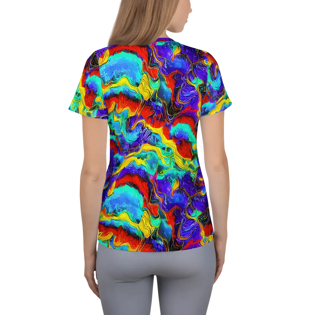 Rainbow Riptide on Women's Athletic T-Shirt — Back