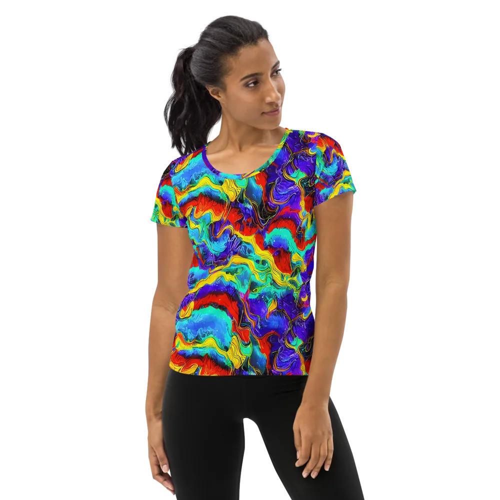 Rainbow Riptide on Women's Athletic T-Shirt — Front