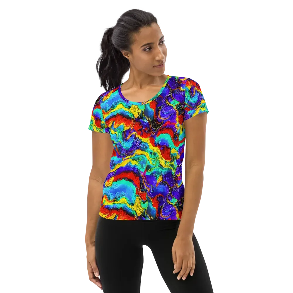 Rainbow Riptide on Women's Athletic T-Shirt — Front