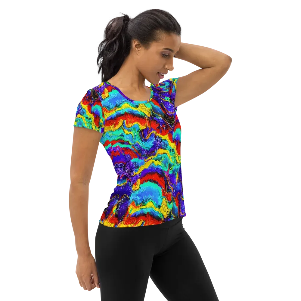 Rainbow Riptide on Women's Athletic T-Shirt — Right