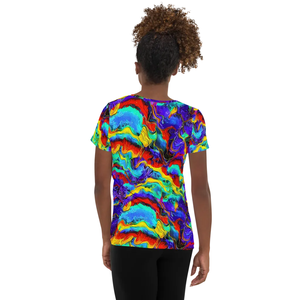 Rainbow Riptide on Women's Athletic T-Shirt — Back