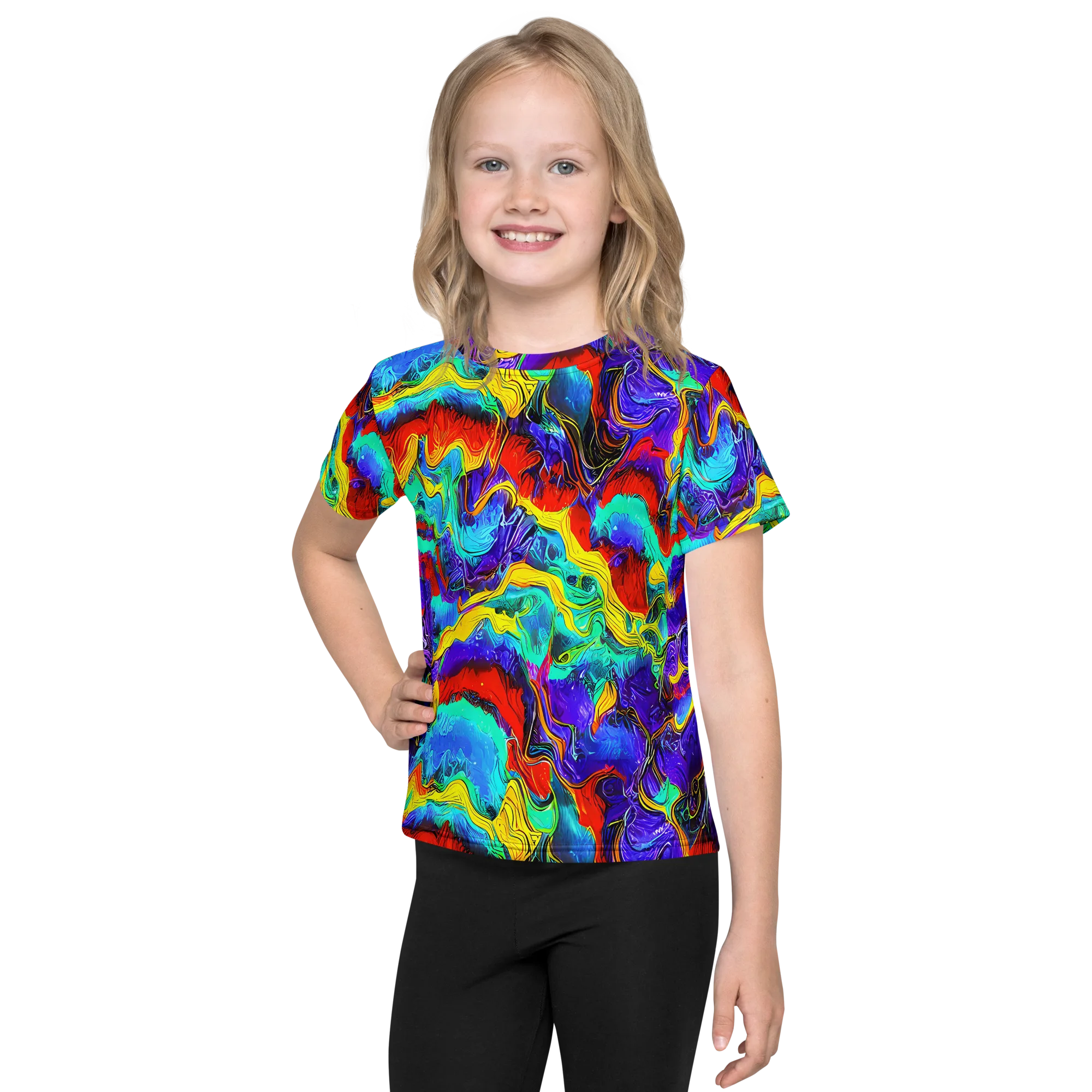 Rainbow Riptide on Kids Crew Neck T-Shirt — Front