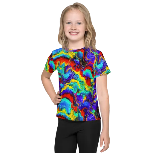 Rainbow Riptide on a Kids Crew Neck T-Shirt