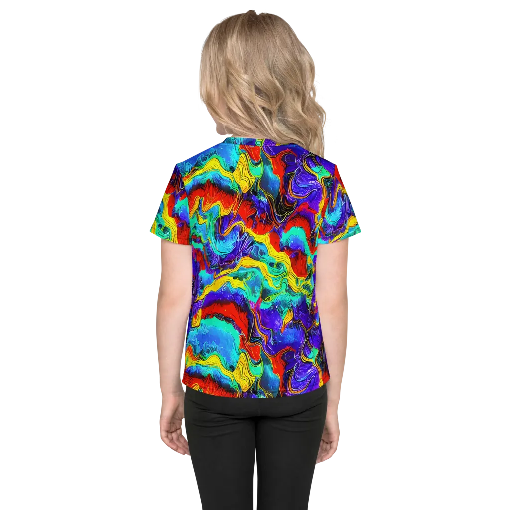 Rainbow Riptide on Kids Crew Neck T-Shirt — Back