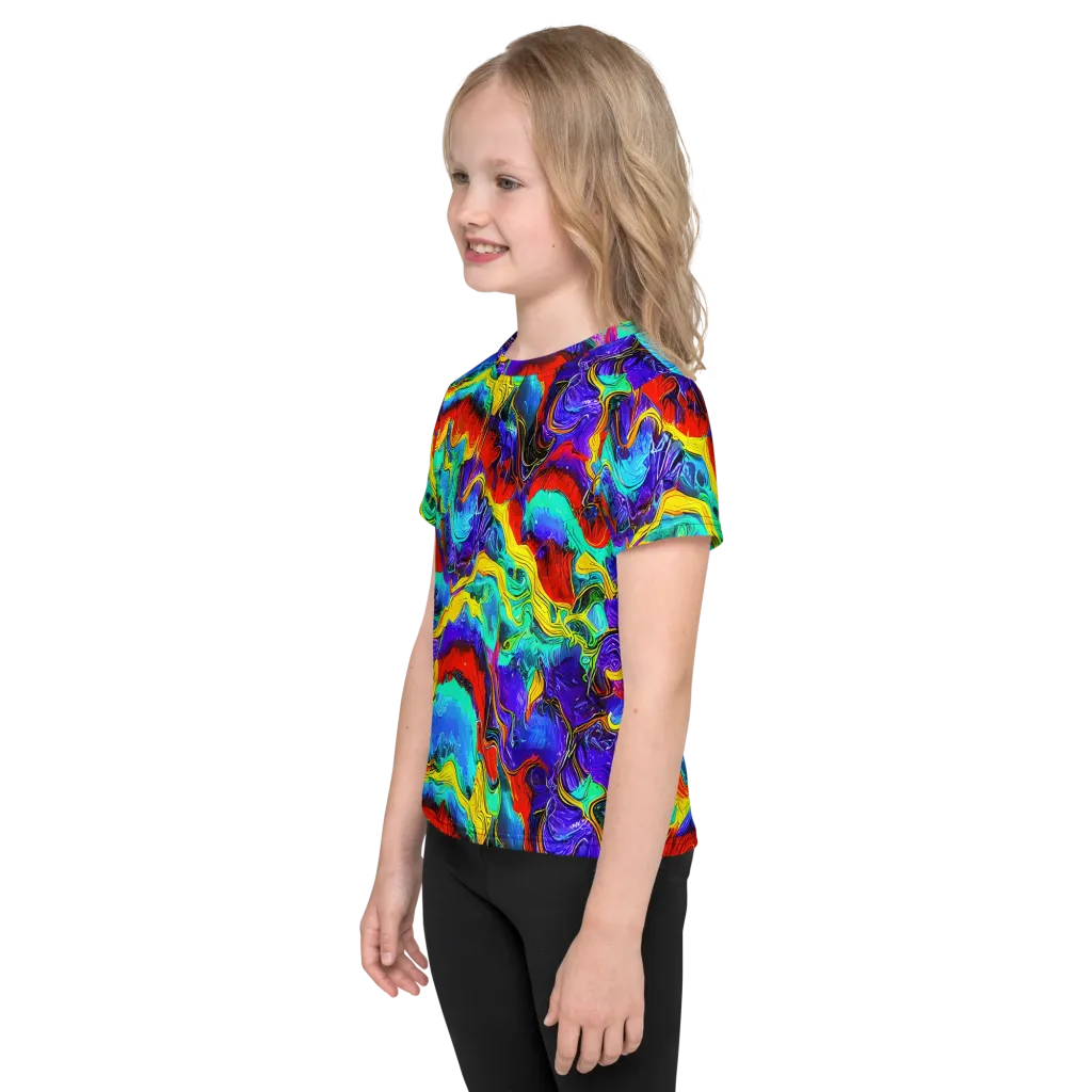 Rainbow Riptide on Kids Crew Neck T-Shirt — Left