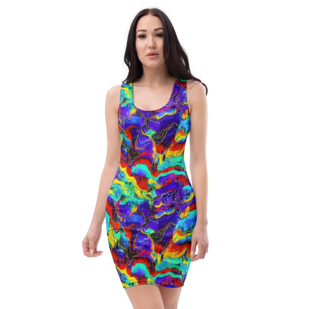 Rainbow Riptide on Bodycon Dress — Front