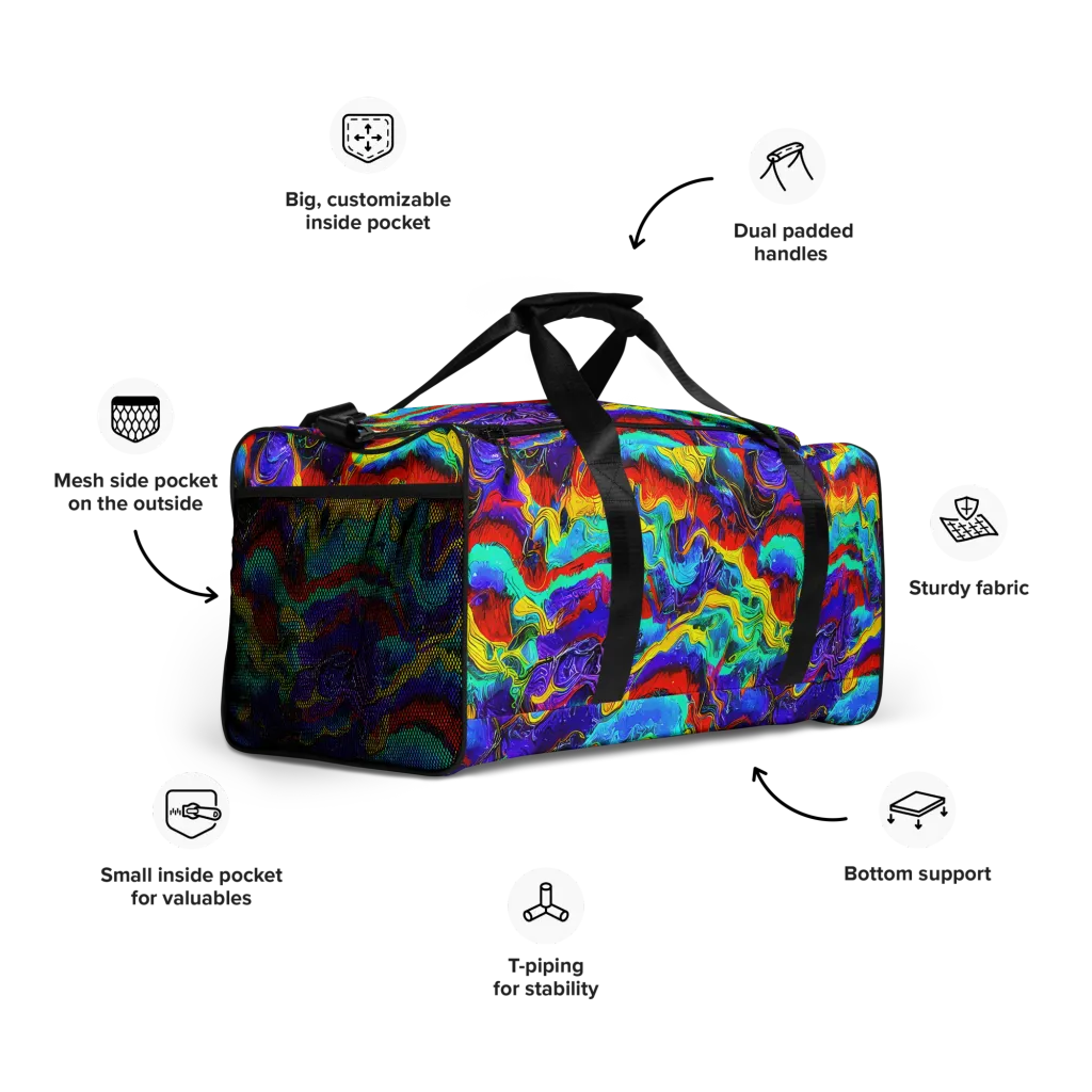 Rainbow Riptide on Duffle Bag — Right Front