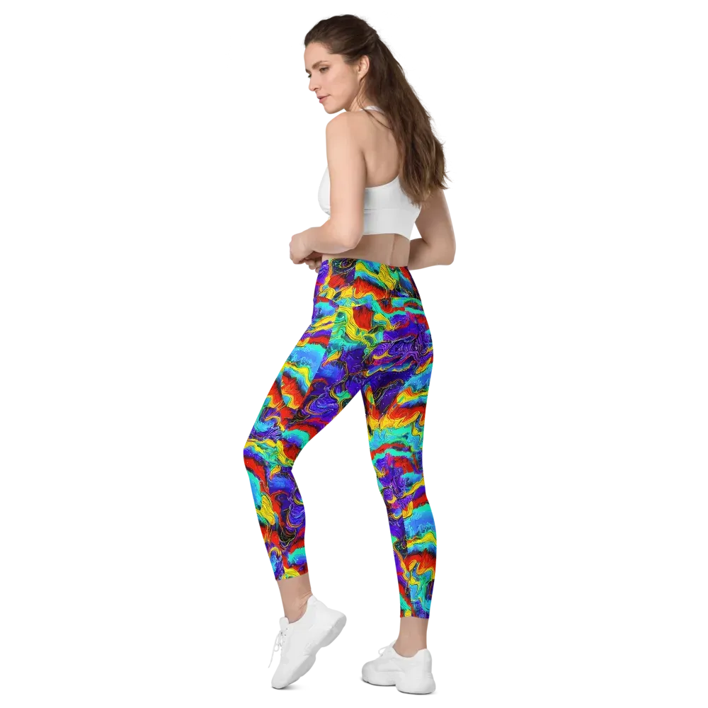 Rainbow Riptide on Leggings with Pockets — Left Back