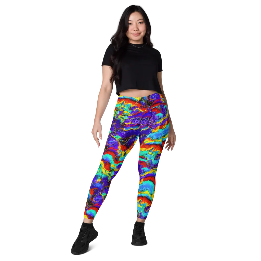 Rainbow Riptide on Leggings with Pockets — Front