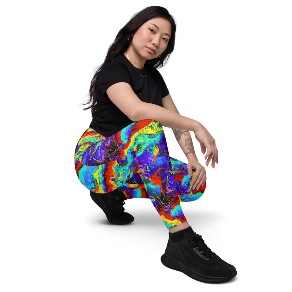 Rainbow Riptide on Leggings with Pockets — Right Front