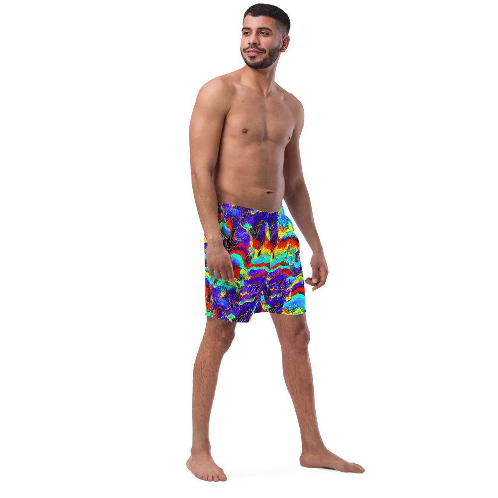 Rainbow Riptide on Swim Trunks — Right Front