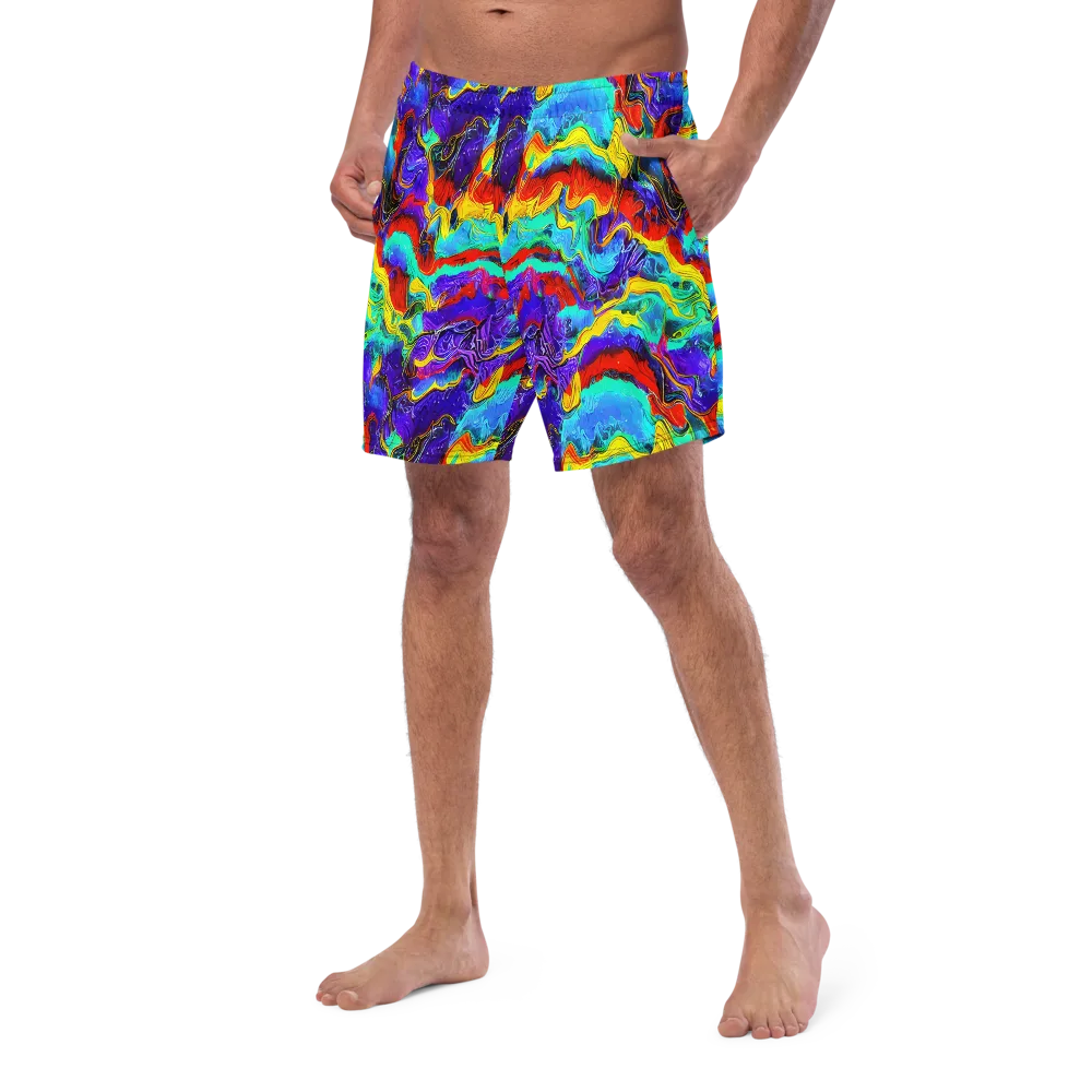 Rainbow Riptide on Swim Trunks — Left Front