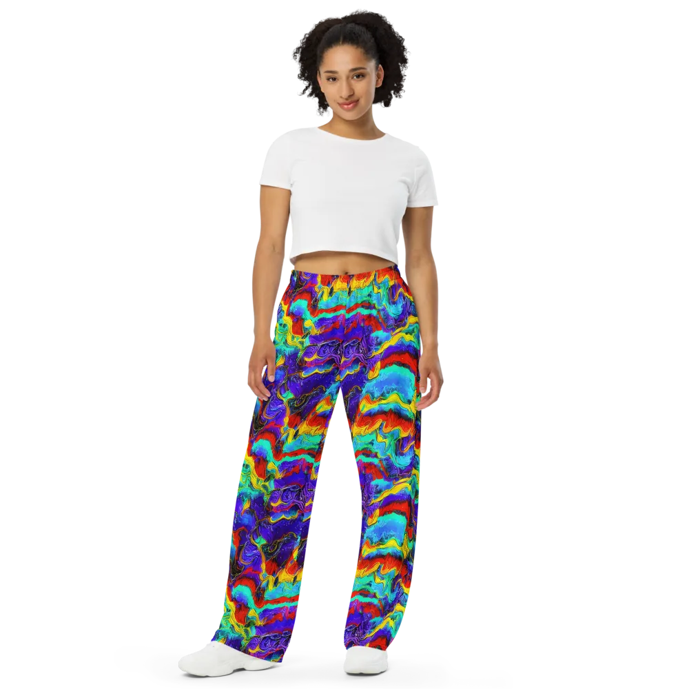 Rainbow Riptide on Wide-Leg Pants — Front