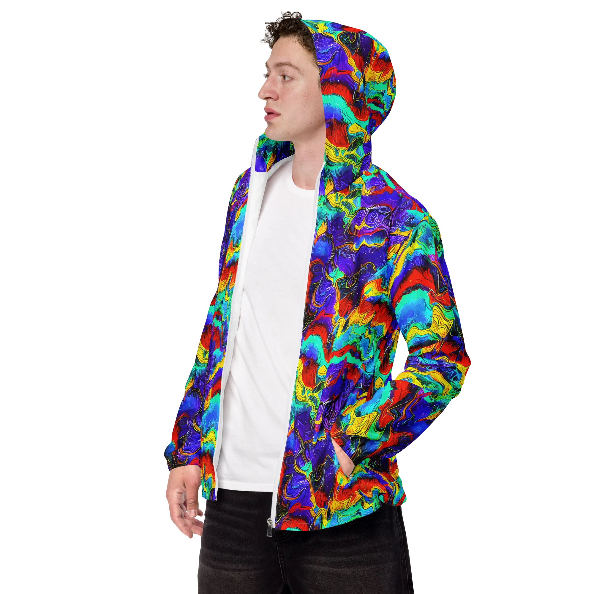 Rainbow Riptide on Men's Windbreaker — Left Front