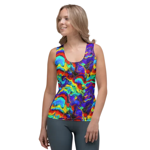 Rainbow Riptide on a Women's Tank Top