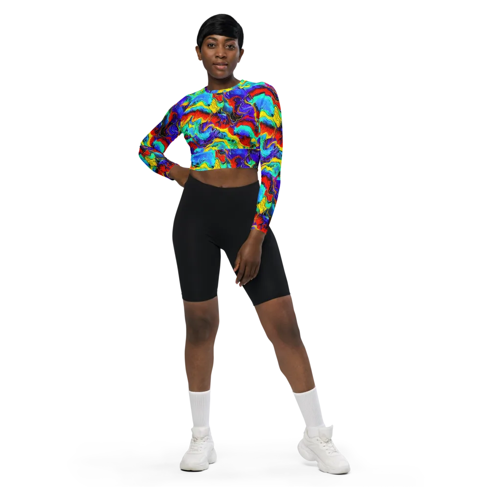 Rainbow Riptide on Long Sleeve Crop Top — Front