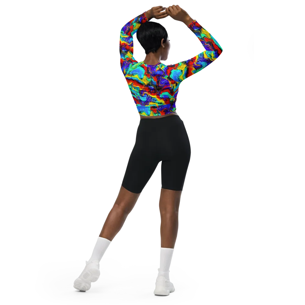 Rainbow Riptide on Long Sleeve Crop Top — Back