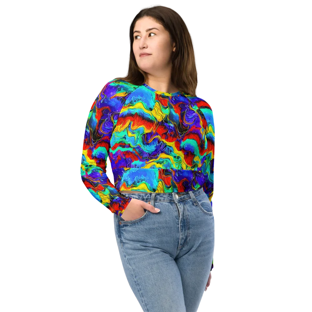 Rainbow Riptide on Long Sleeve Crop Top — Front
