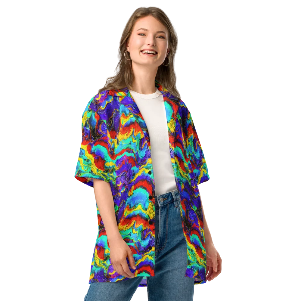 Rainbow Riptide on Button Shirt — Front