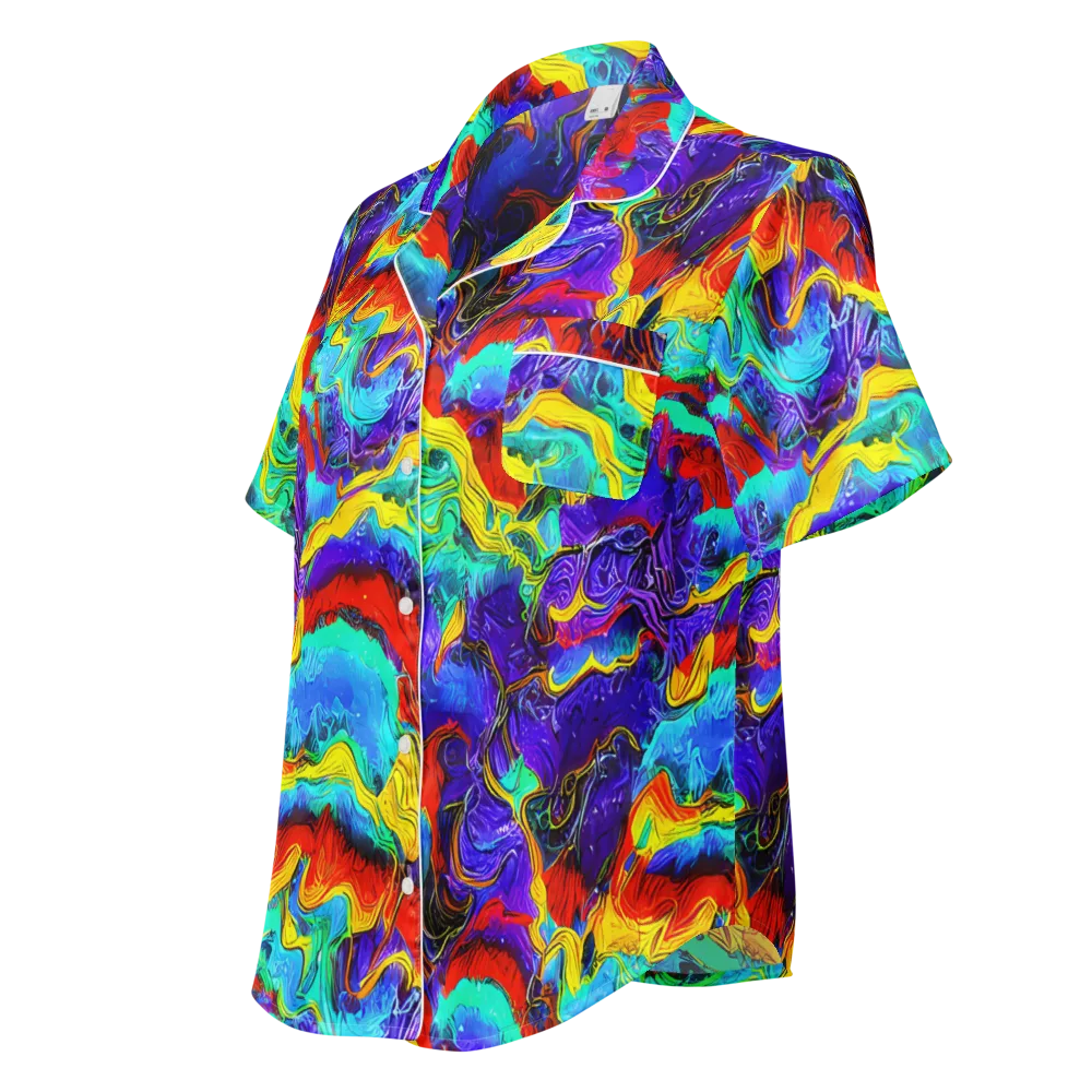 Rainbow Riptide on Women's Short Sleeve Pajama Top — Left Front