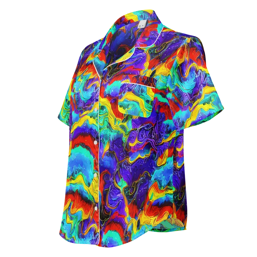 Rainbow Riptide on Women's Short Sleeve Pajama Top — Left Front