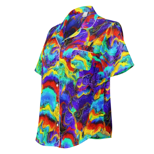 Rainbow Riptide on a Women's Short Sleeve Pajama Top