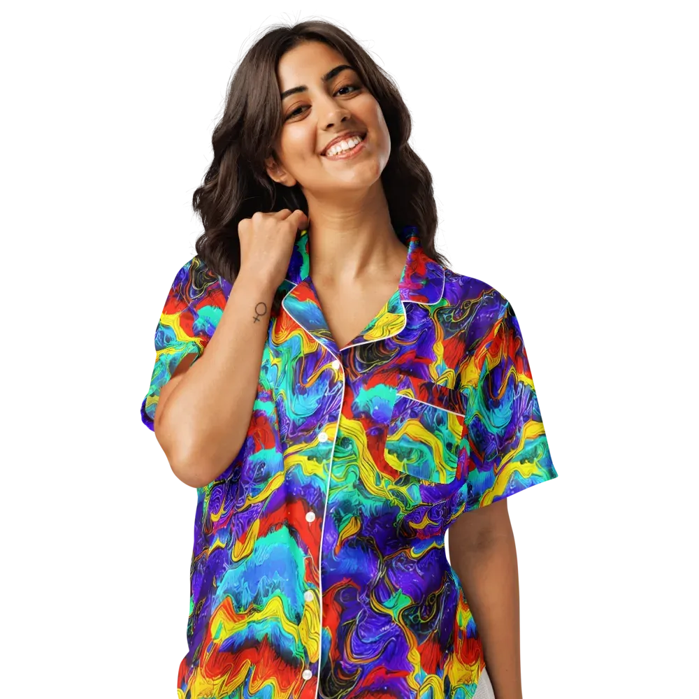 Rainbow Riptide on Women's Short Sleeve Pajama Top — Front