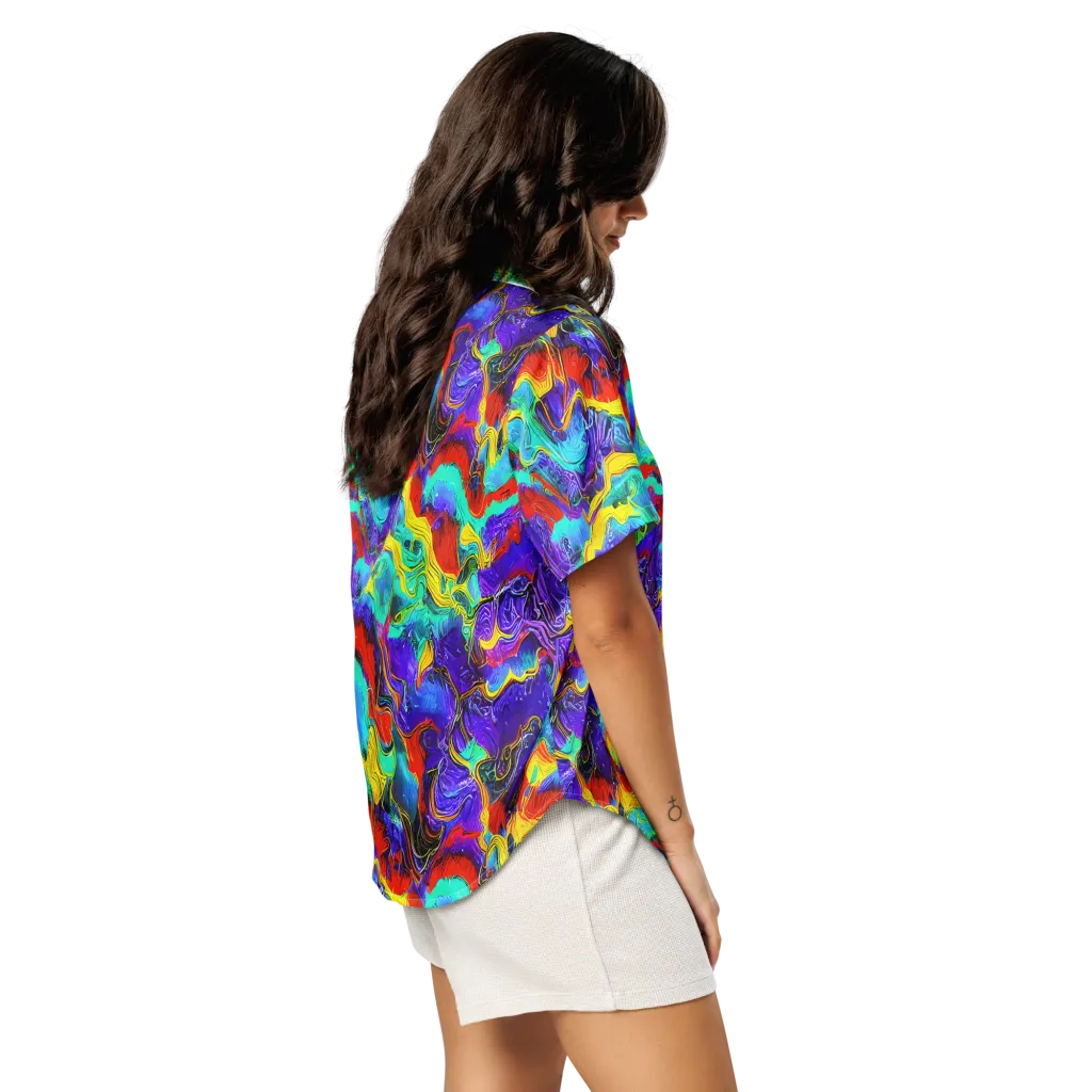 Rainbow Riptide on Women's Short Sleeve Pajama Top — Right Back