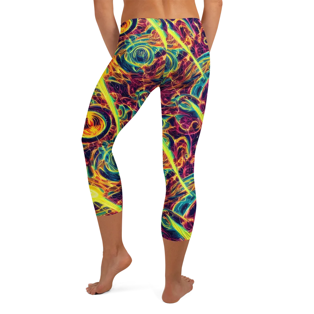 Fuchsia Thunder on Capri Leggings — Back