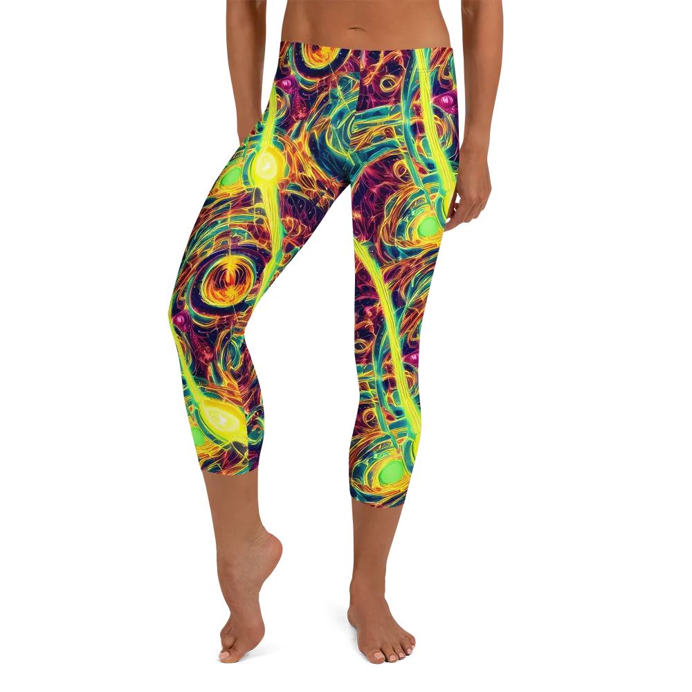Fuchsia Thunder on Capri Leggings — Front